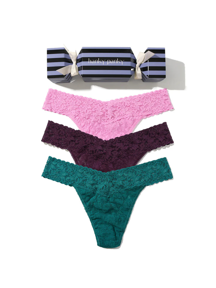 HOLIDAY CRACKER 3PACK ORIGINAL RISE THONG - HANKY PANKY