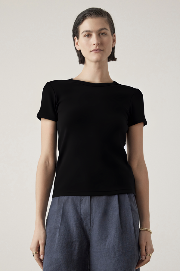 BEDFORD MODAL RIB SCOOP NECK TEE (BLACK) - VELVET