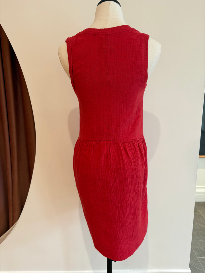 V-NECK TANK HIGH-LOW DRESS (LAVA) - BOBI