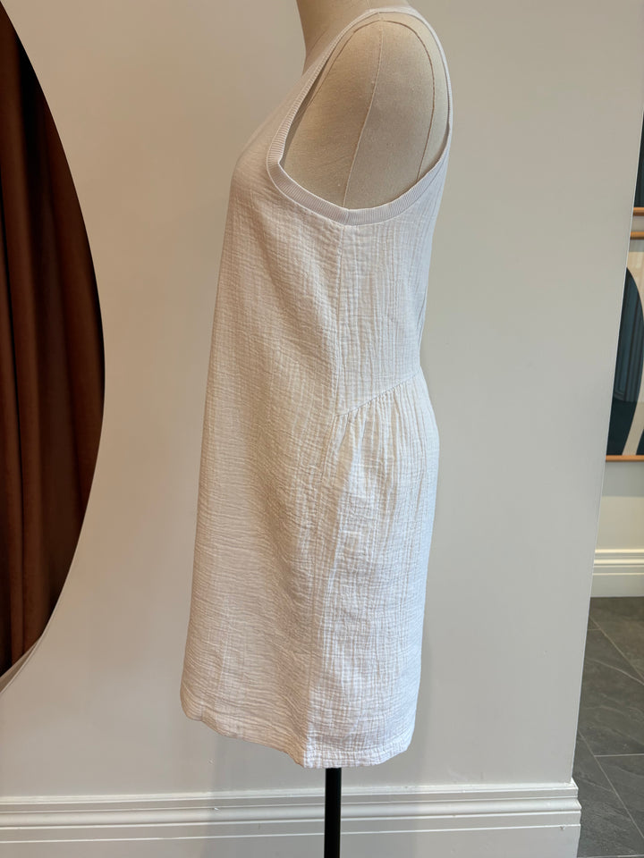 V-NECK TANK HIGH-LOW DRESS (WHITE) - BOBI