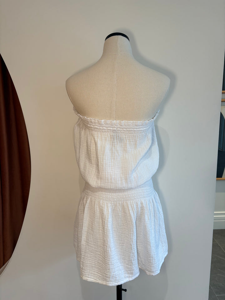 SMOCKED TUBE COVER UP DRESS (WHITE) - BOBI