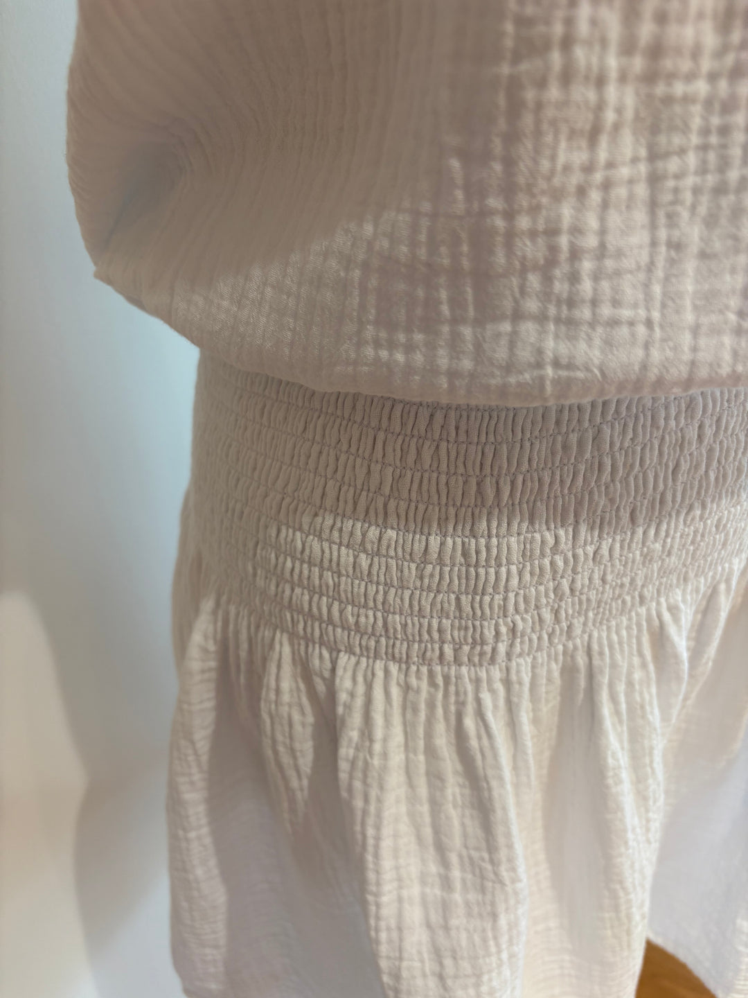 SMOCKED TUBE COVER UP DRESS (WHITE) - BOBI