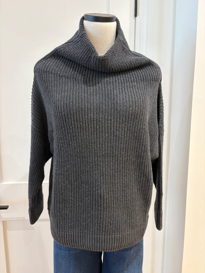 HALF CARDIGAN STITCH FUNNEL NECK - AUTUMN CASHMERE