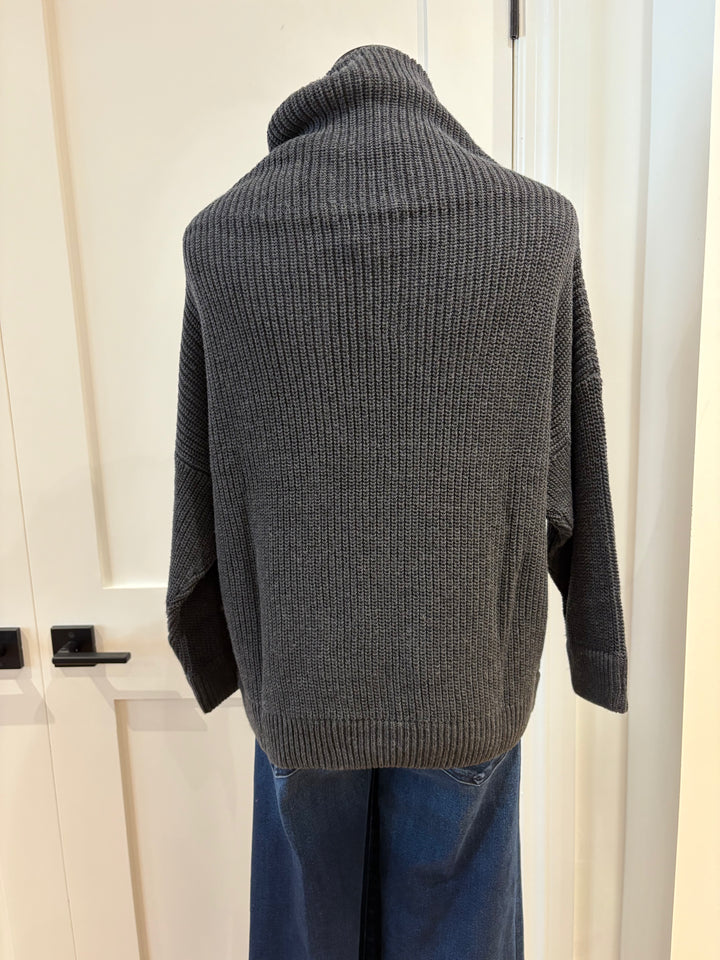 HALF CARDIGAN STITCH FUNNEL NECK - AUTUMN CASHMERE