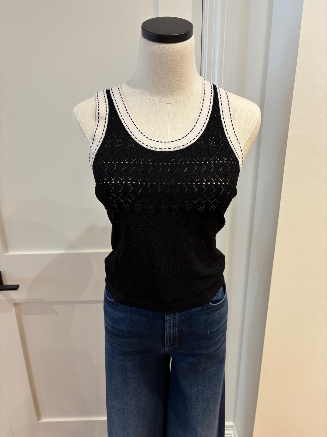 POINTELLE RACER BACK TANK W/ SADDLE STITCHING - AUTUMN CASHMERE