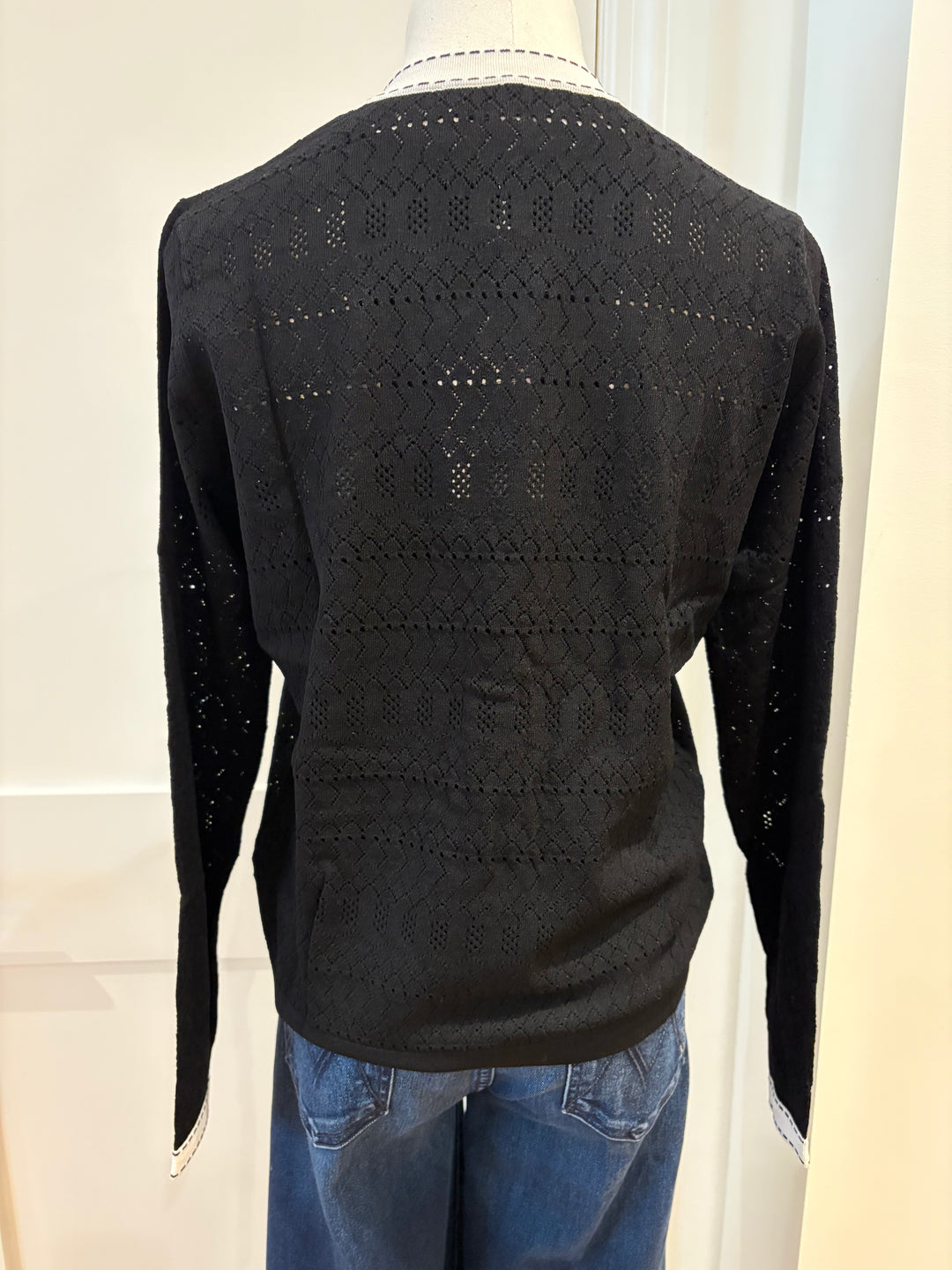 POINTELLE V-NECK CARDIGAN W/SADDLE STITCHING - AUTUMN CASHMERE