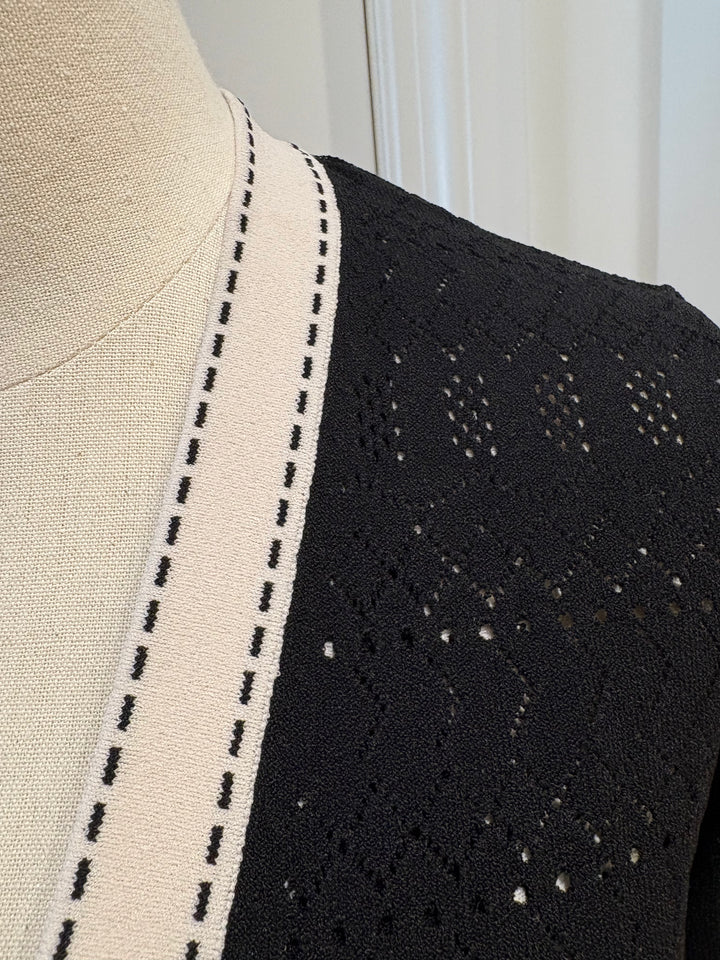 POINTELLE V-NECK CARDIGAN W/SADDLE STITCHING - AUTUMN CASHMERE