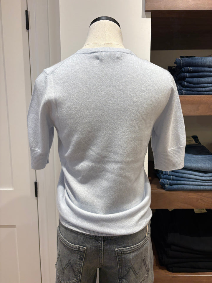 SHORT SLEEVE CASHMERE SWEATER (WAVE) - REPEAT