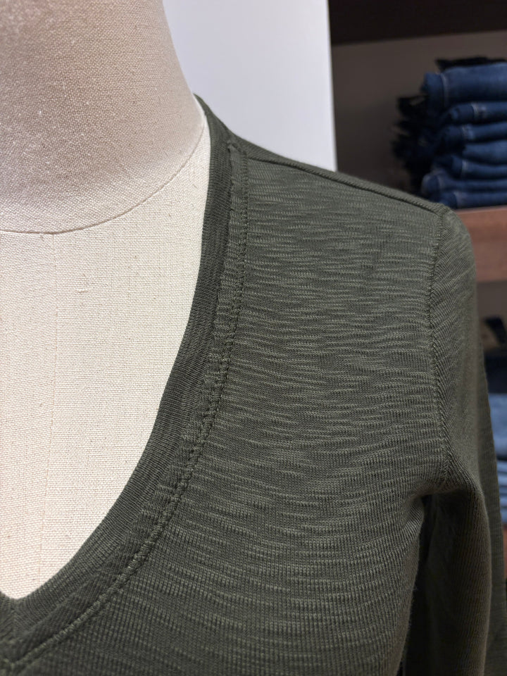 RIB SLUB LONG SLEEVE V-NECK - LILLA P