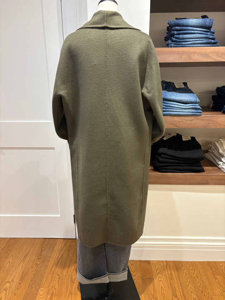 THARA SHAWL COLLAR WOOL COAT (DARK OLIVE) - LAMARQUE