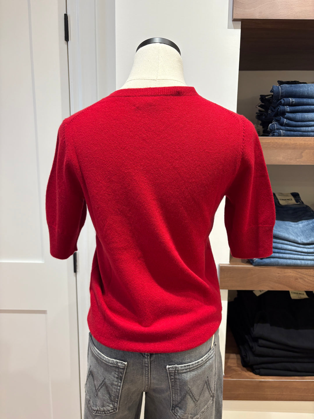 SHORT SLEEVE CASHMERE SWEATER (RED) - REPEAT
