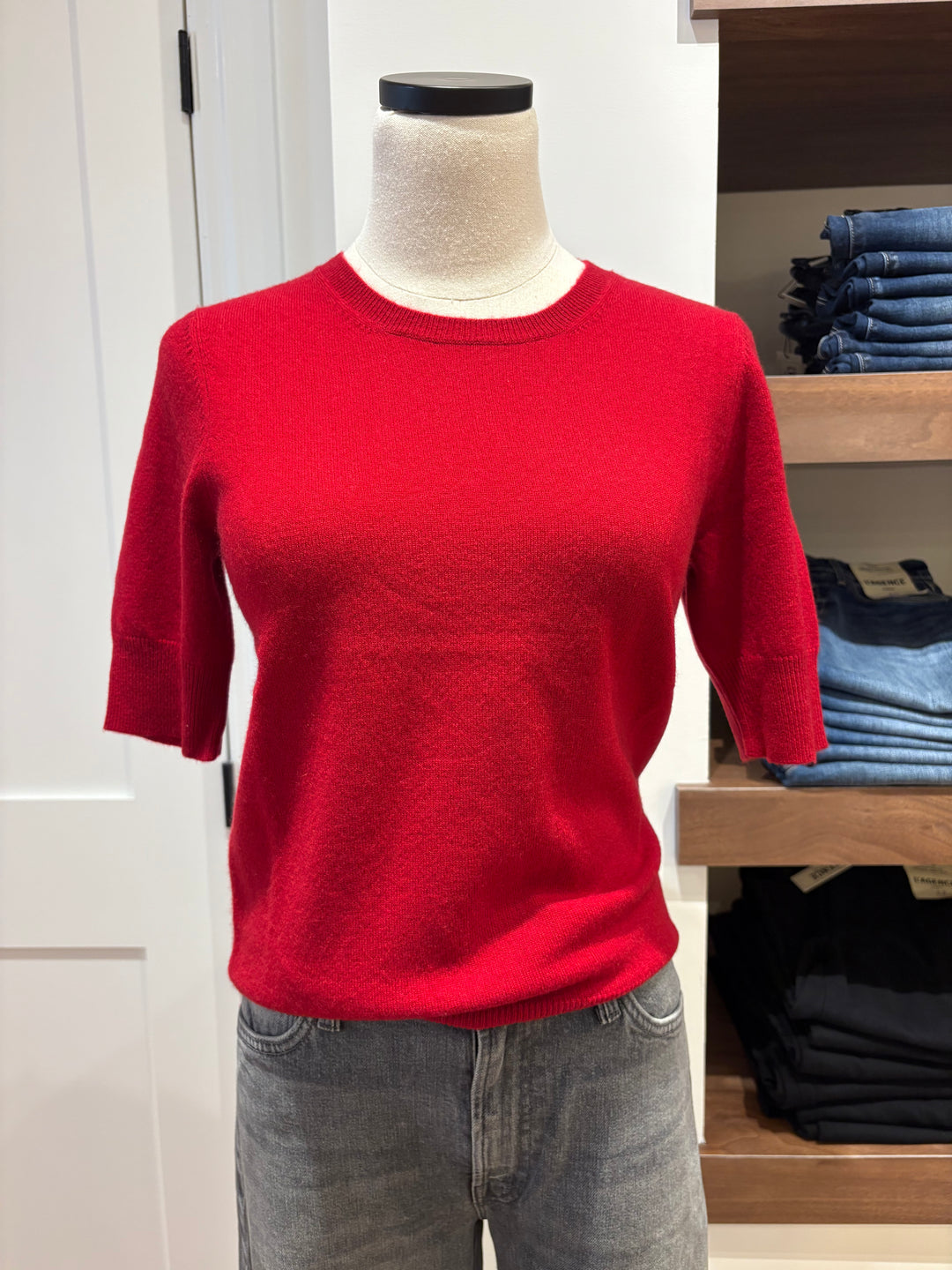 SHORT SLEEVE CASHMERE SWEATER (RED) - REPEAT