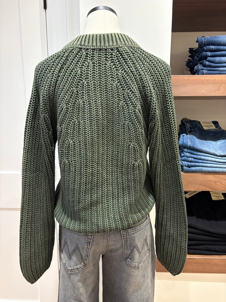 COTTON KNITTED CARDIGAN W/ COLLAR DETAILING - REPEAT