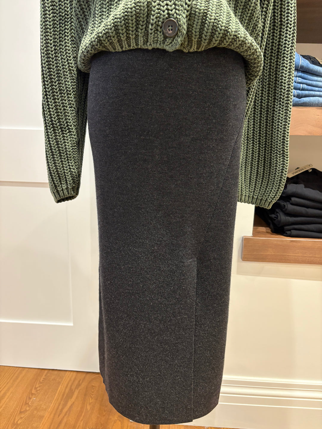 WOOL KNITTED SKIRT (DARK GREY) - REPEAT