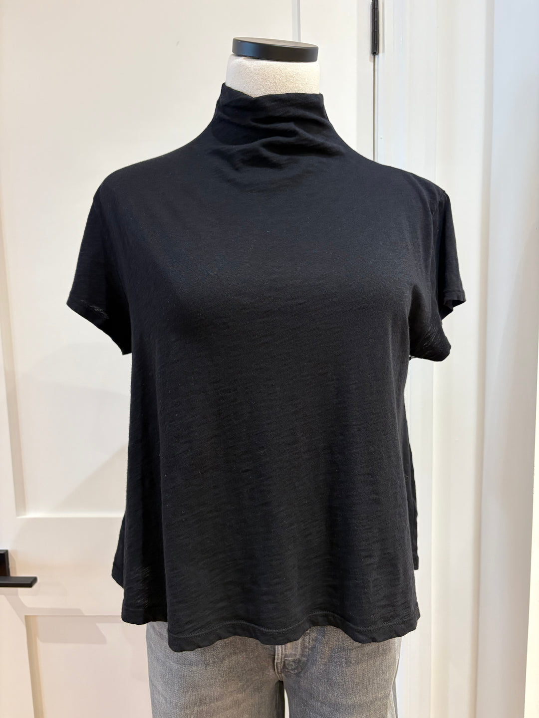 SAVI COTTON SLUB MOCK NECK TOP - VELVET
