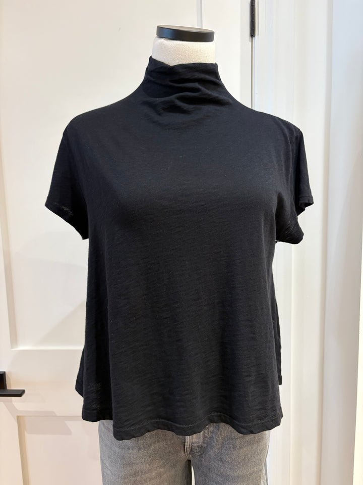 SAVI COTTON SLUB MOCK NECK TOP - VELVET