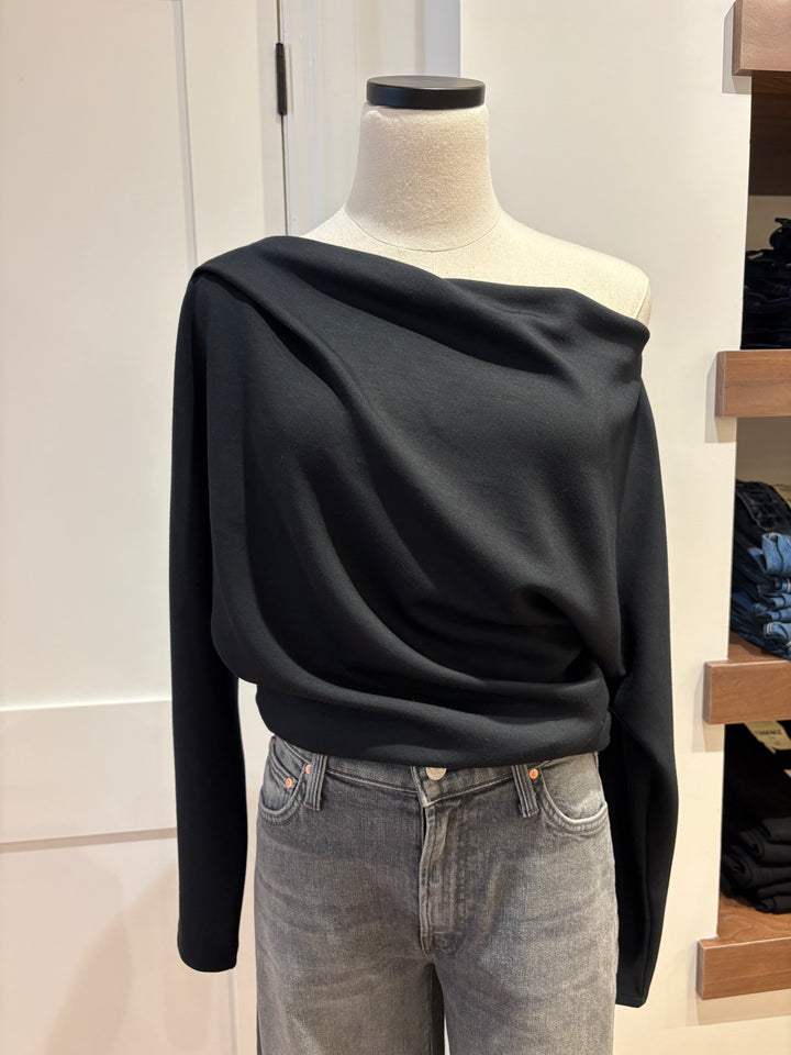 DEMI SOLID COWLNECK DOLMAN TOP (BLACK) - TYLER MADISON