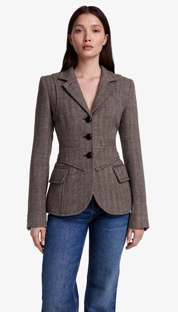 THREE BUTTON BLAZER (GREIGE) - SMYTHE