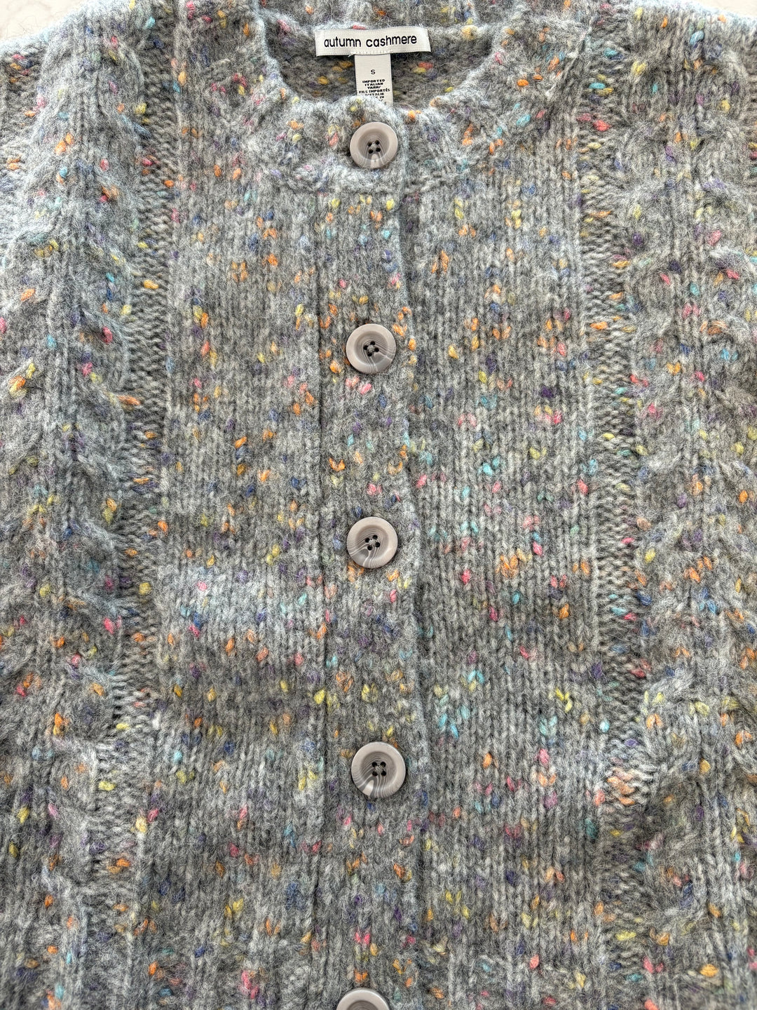 CONFETTI CABLE BOXY CARDIGAN (QUARRY) - AUTUMN CASHMEREr