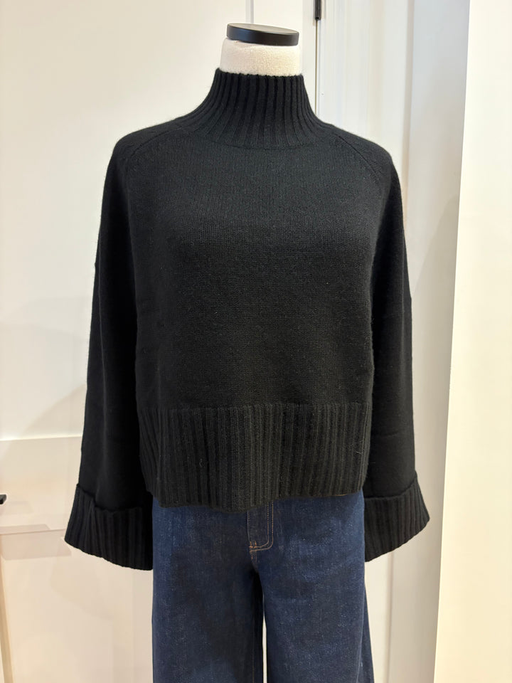 6-PLY CUFFED SOLID BOXY MOCK NECK SWEATER - AUTUMN CASHMERE