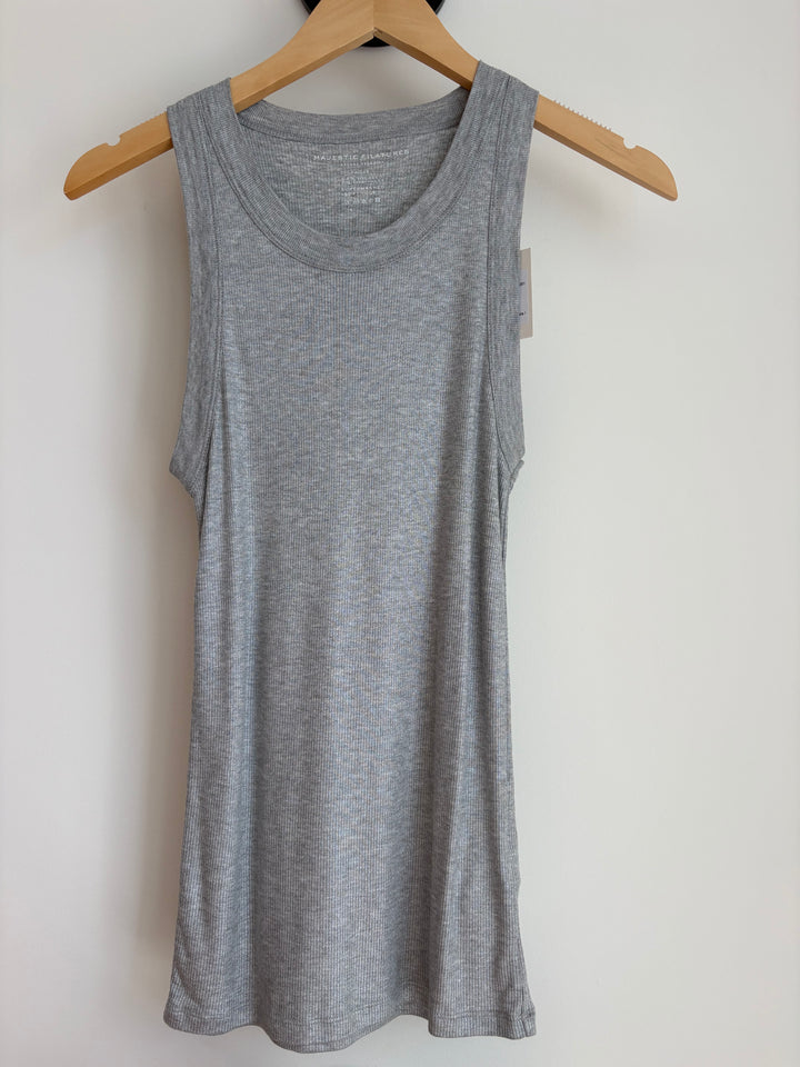 SOFT TOUCH METALLIC BABY RIB CREWNECK TANK (GRIS CHINE CLAIR) - MAJESTIC FILATURES