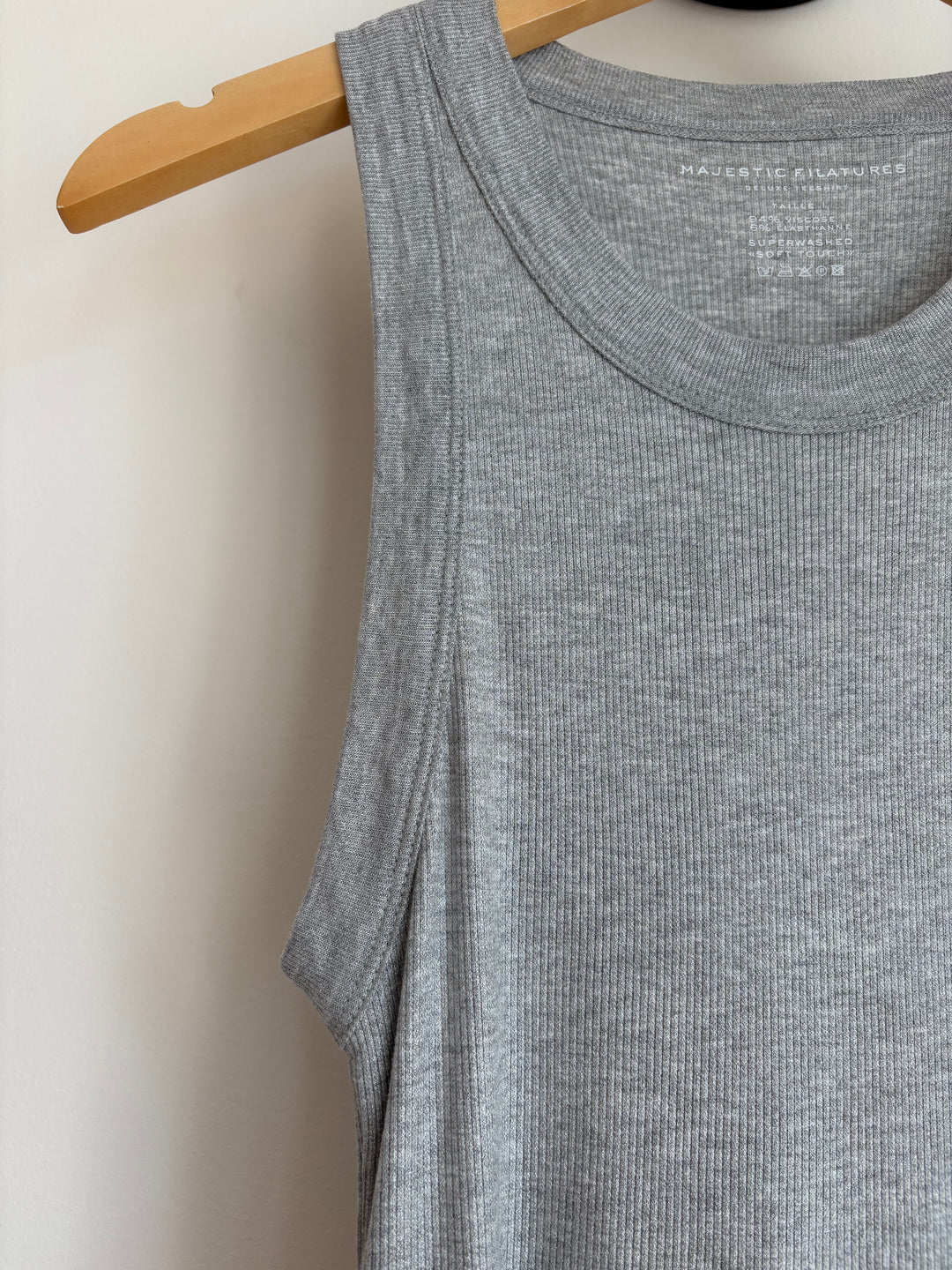 SOFT TOUCH METALLIC BABY RIB CREWNECK TANK (GRIS CHINE CLAIR) - MAJESTIC FILATURES