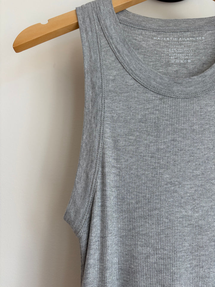 SOFT TOUCH METALLIC BABY RIB CREWNECK TANK (GRIS CHINE CLAIR) - MAJESTIC FILATURES