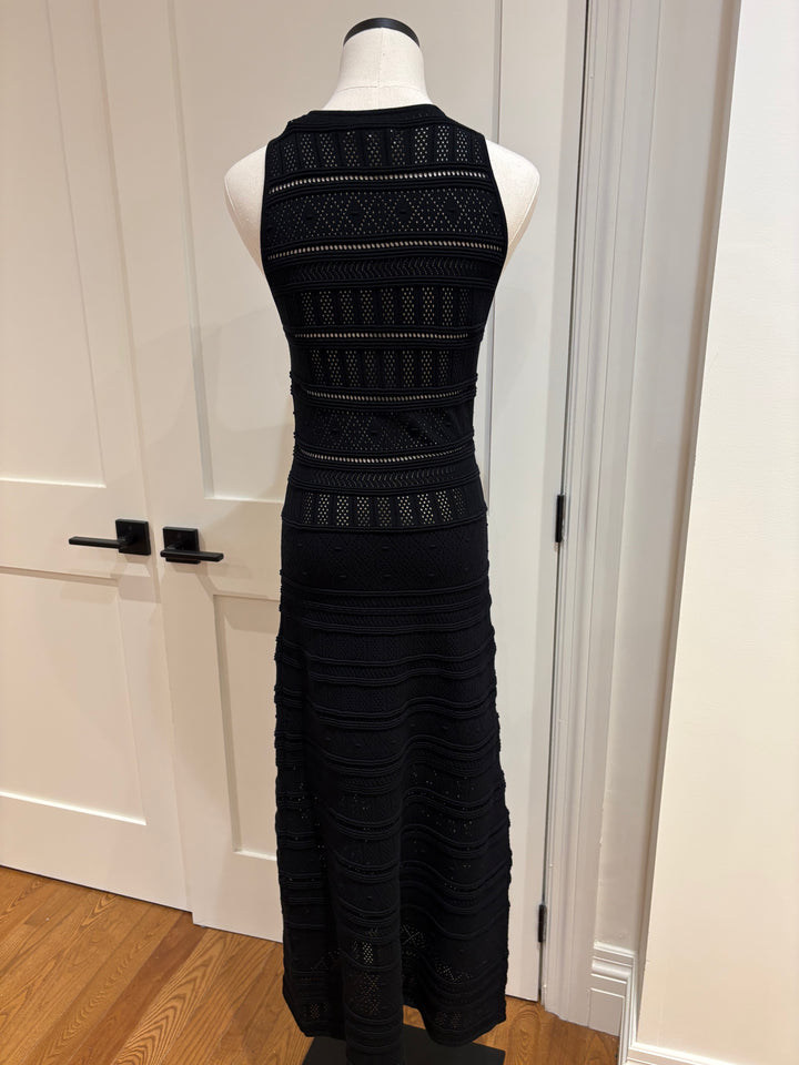 YLENA STRIPE POINTELLE DRESS (BLACK) - VELVET