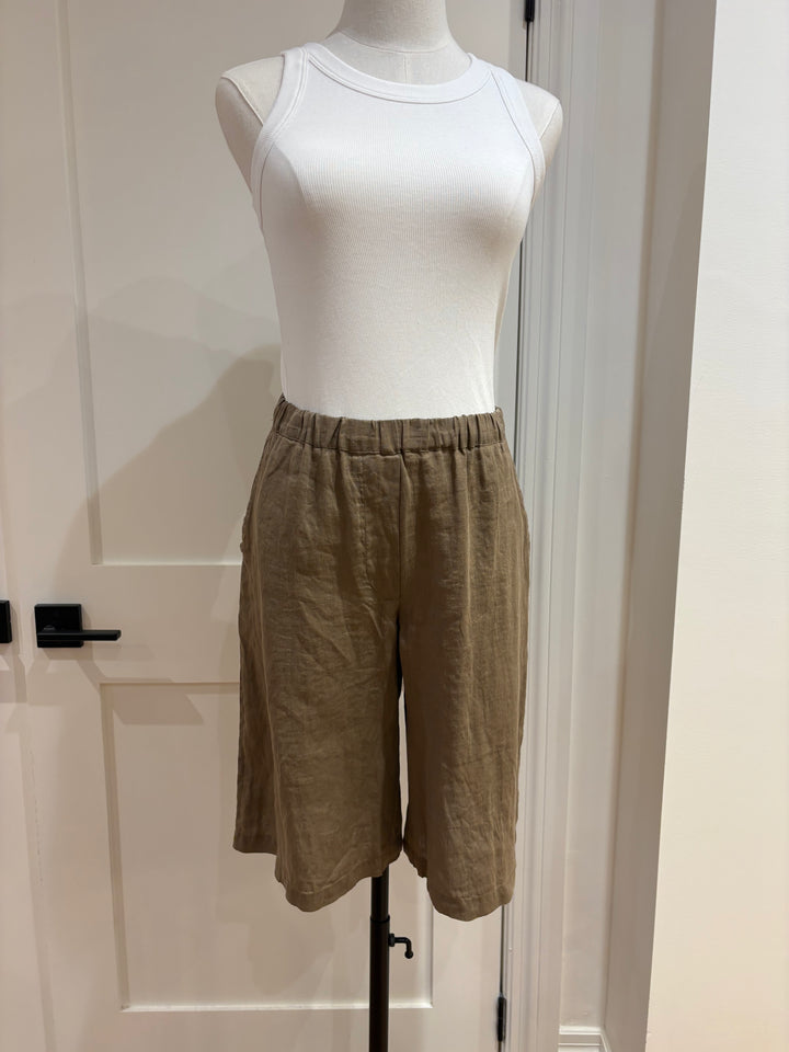 TOVE WOVEN LINEN SHORTS (TREE) - VELVET