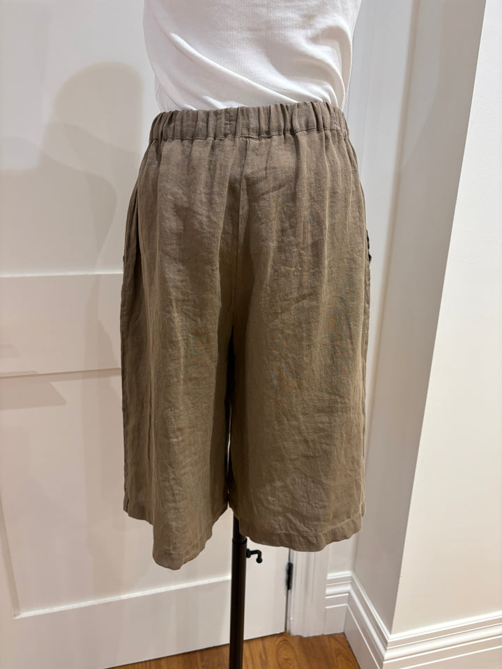 TOVE WOVEN LINEN SHORTS (TREE) - VELVET