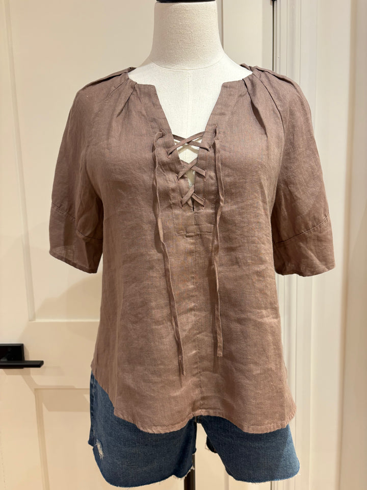 FAERYN WOVEN LINEN TOP (TREE) - VELVET