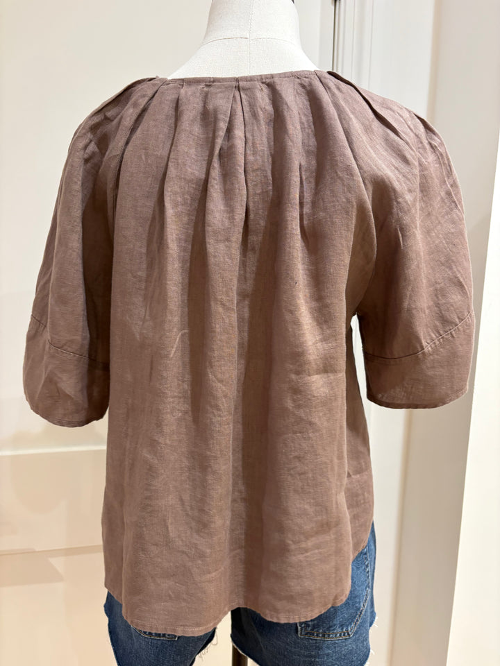 FAERYN WOVEN LINEN TOP (TREE) - VELVET