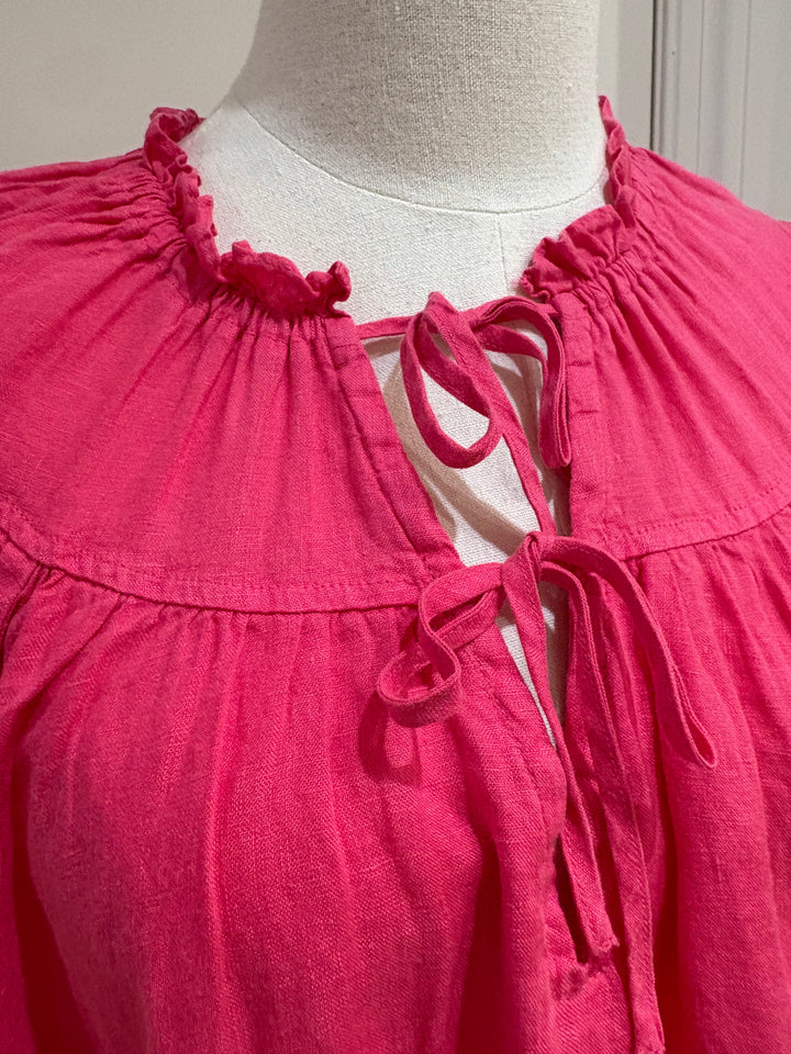 LIVVY WOVEN LINEN DRESS (PINK) - VELVET