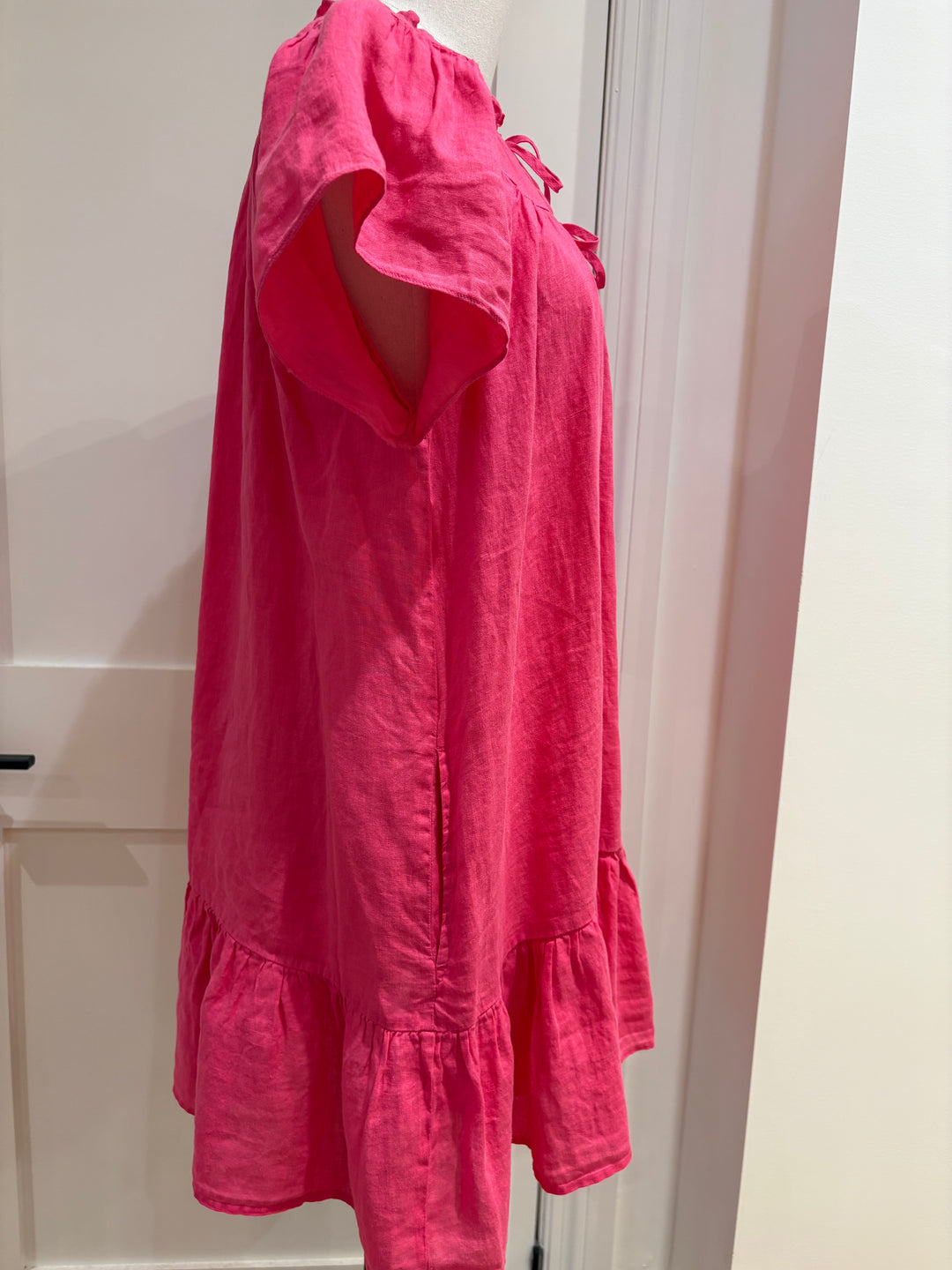 LIVVY WOVEN LINEN DRESS (PINK) - VELVET
