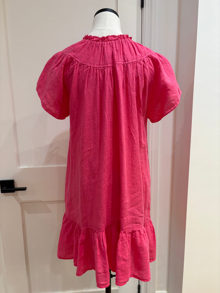 LIVVY WOVEN LINEN DRESS (PINK) - VELVET