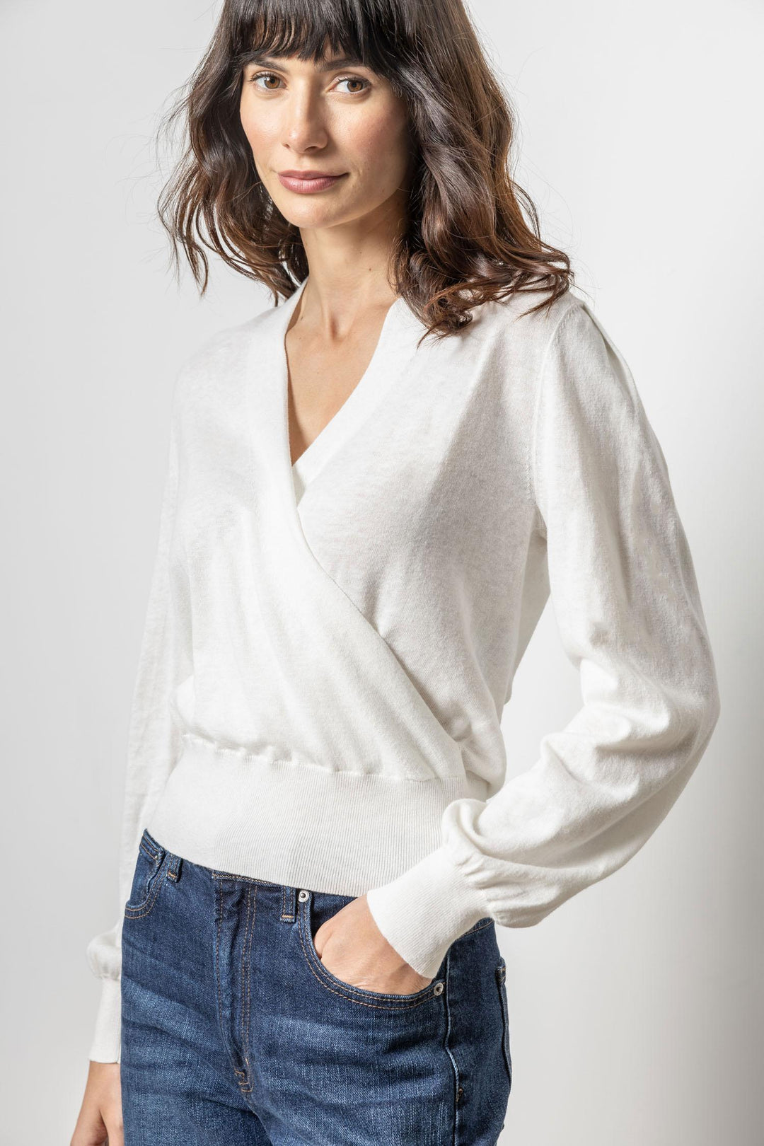 LONG SLEEVE SURPLICE SWEATER - LILLA P