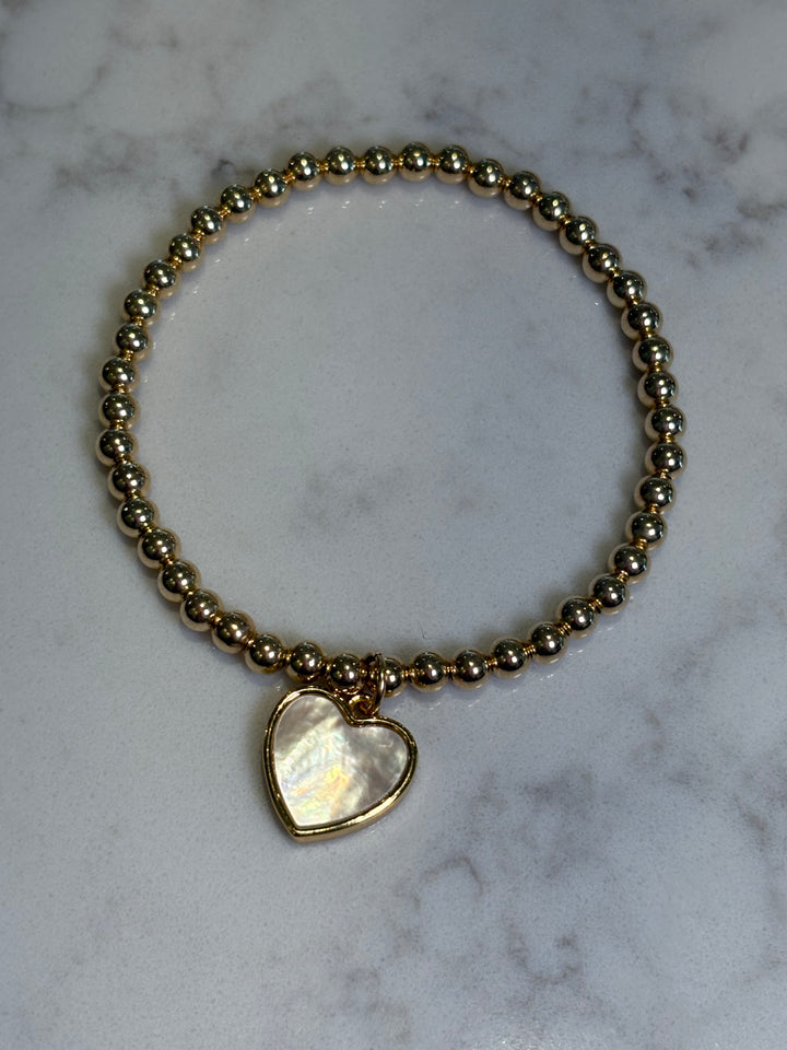 4MM GOLD LEAVE ON WITH HEART CHARM (GOLD) - SASKIA DEVRIES