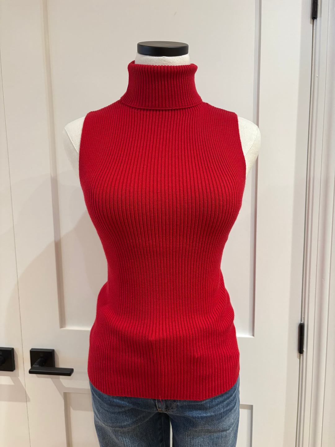 SLEEVELESS TURTLENECK TOP (RED) - BY ALLY
