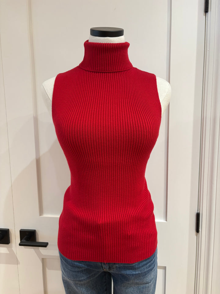 SLEEVELESS TURTLENECK TOP (RED) - BY ALLY