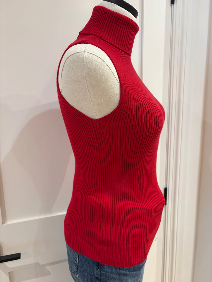 SLEEVELESS TURTLENECK TOP (RED) - BY ALLY