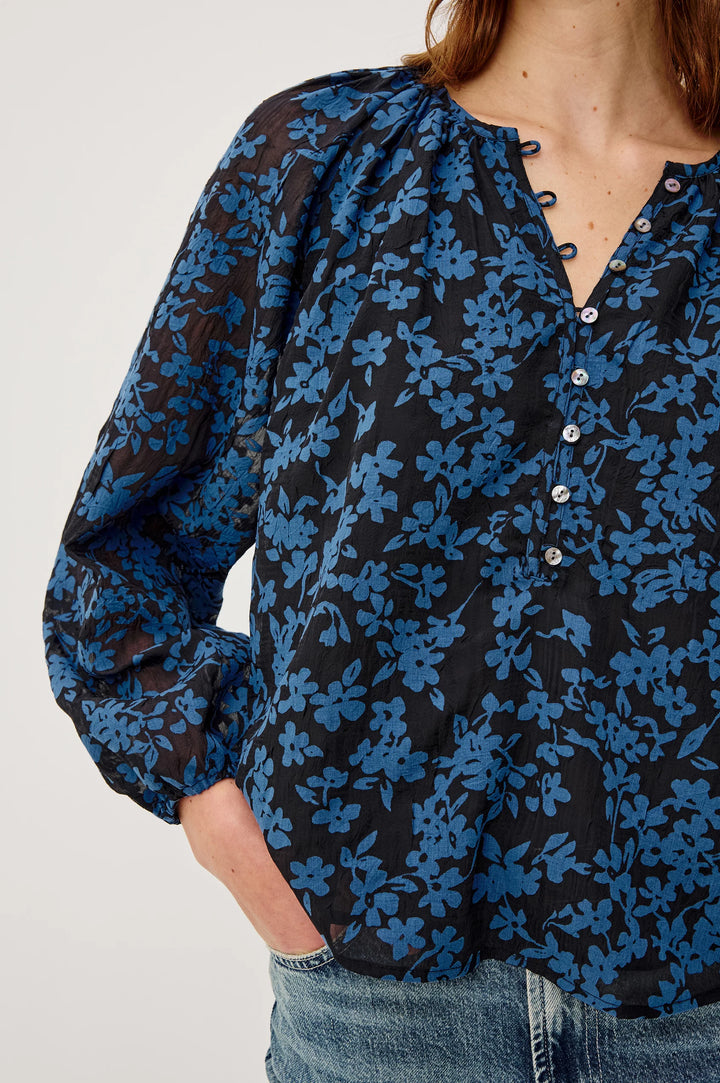 INDI POPLIN TOP (MIDNIGHT SILHOUETTE FLORAL) - RAILS