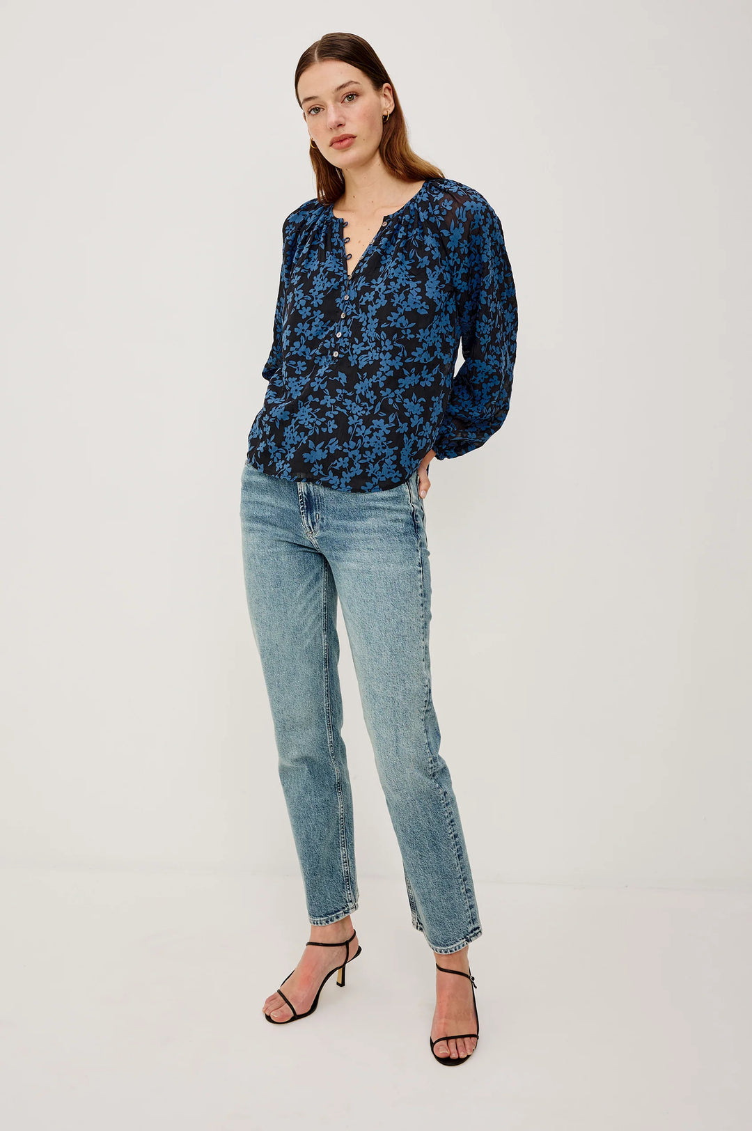 INDI POPLIN TOP (MIDNIGHT SILHOUETTE FLORAL) - RAILS