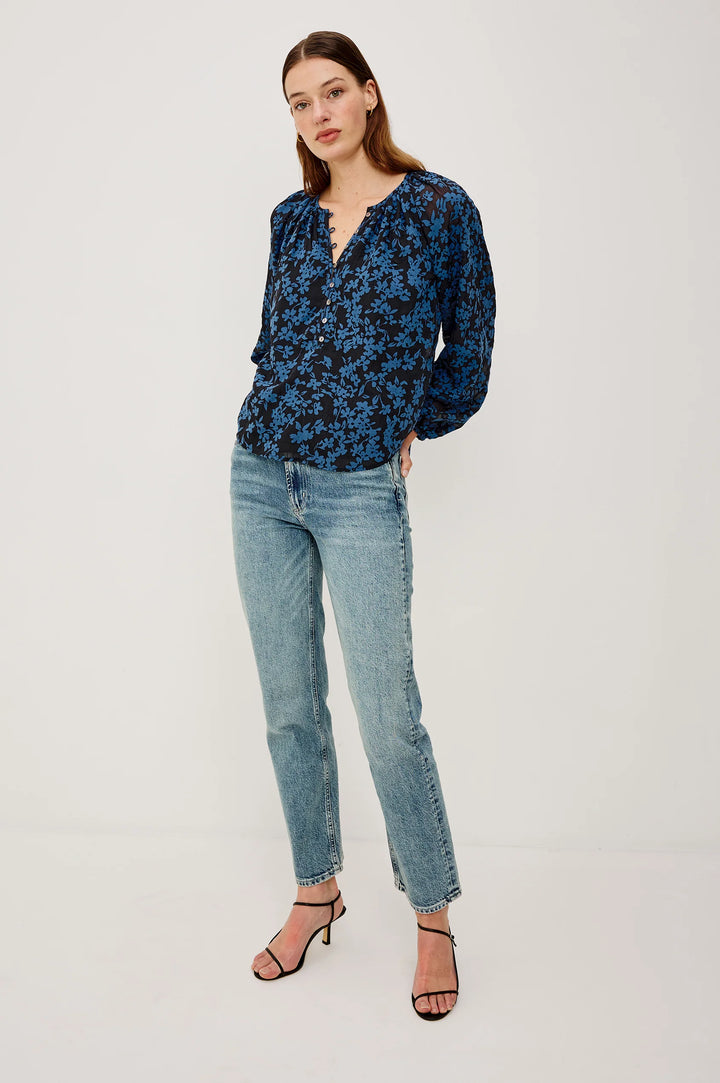 INDI POPLIN TOP (MIDNIGHT SILHOUETTE FLORAL) - RAILS