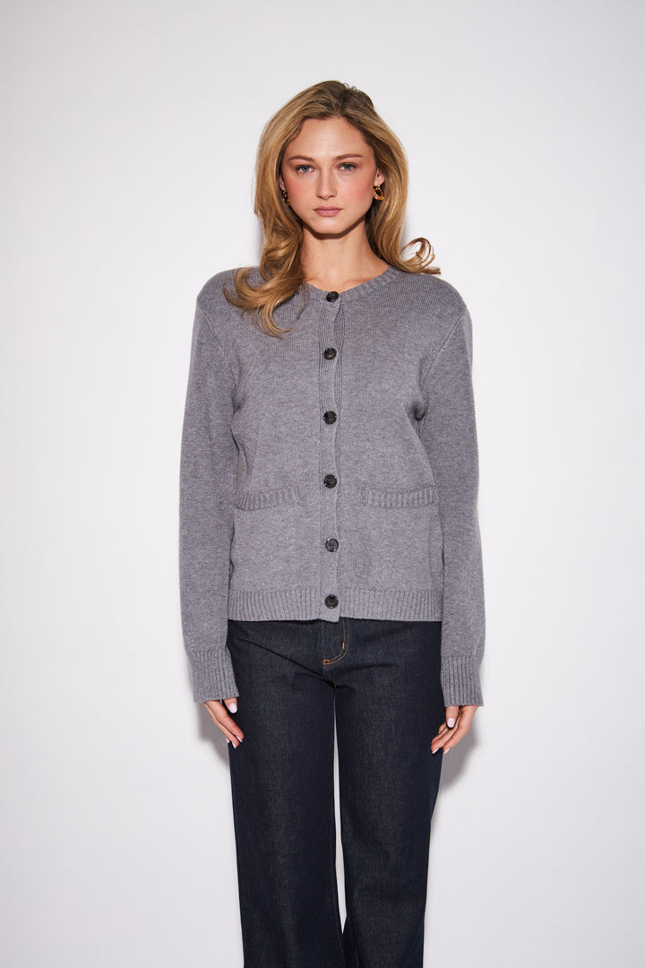 IRIS BUTTON UP CARDIGAN (GREY OWL) - JOHN+JENN