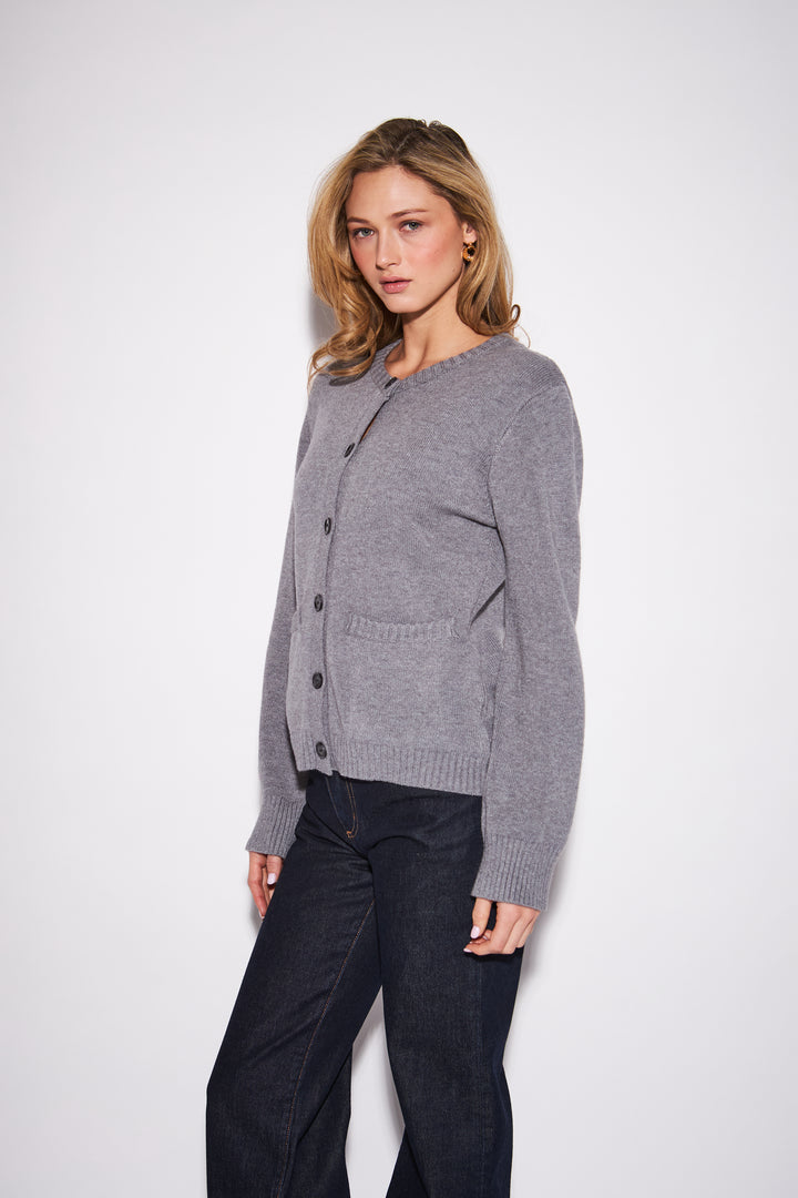 IRIS BUTTON UP CARDIGAN (GREY OWL) - JOHN+JENN