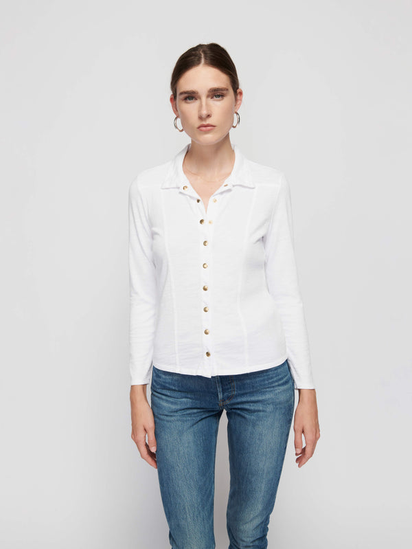 JARAH BUTTON UP TOP (WHITE) - NATION