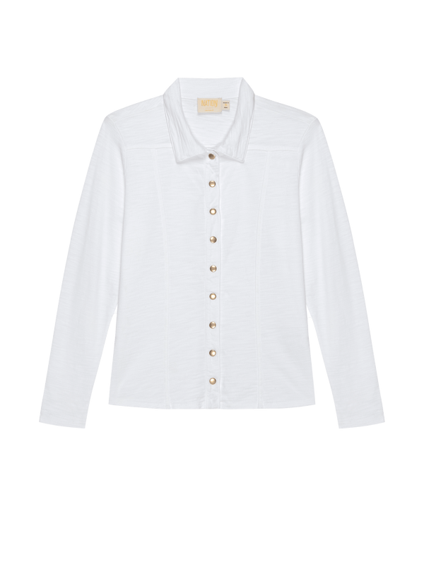 JARAH BUTTON UP TOP (WHITE) - NATION