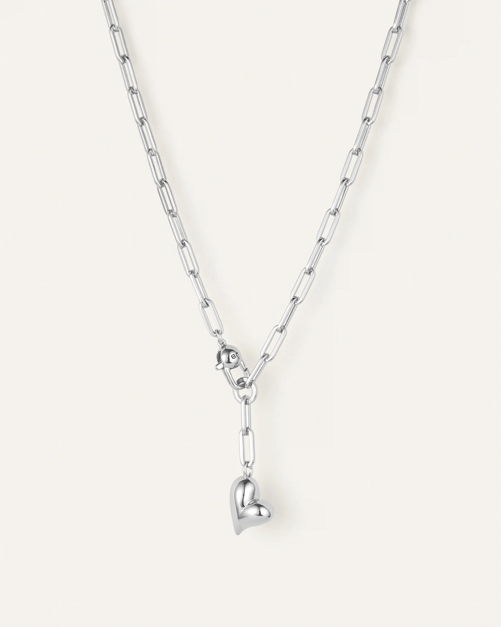 PUFFY HEART NECKLACE (SILVER) - JENNY BIRD