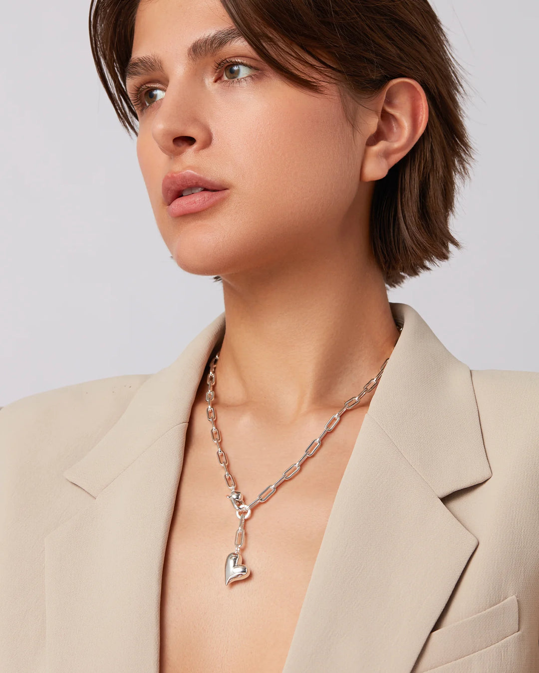 PUFFY HEART NECKLACE (SILVER) - JENNY BIRD