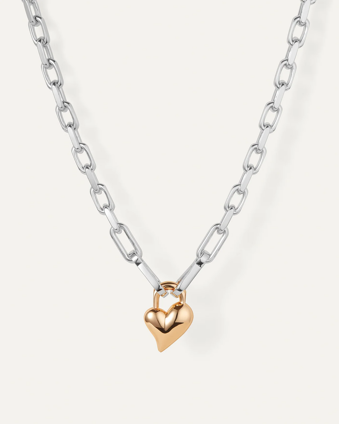 PADLOCK HEART PENDANT NECKLACE (TWO TONE) - JENNY BIRD